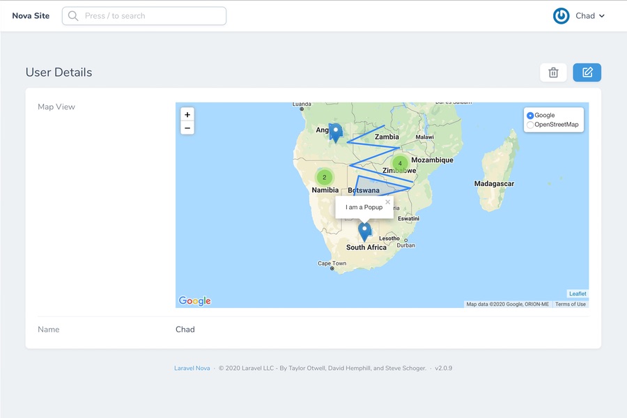 Laravel Nova Map